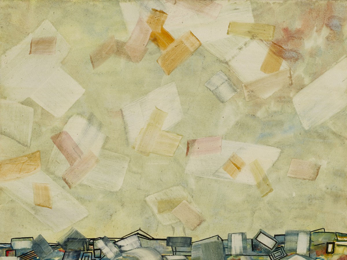 Image of Ribeiro's Grey Landscape, a watercolour on card, c1985.